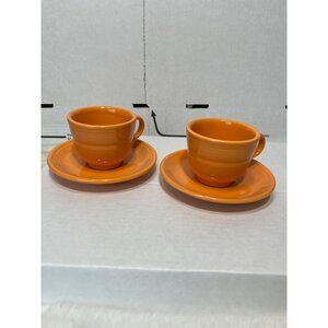 Fiesta wear tangerine orange coffee cup and saucer set of two